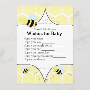 Humla BEE Gula önskningar för Baby Shower Spel Inbjudningar