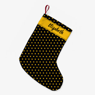 Humla Black and Gult Polka Dot Anpassningsbar Liten Julstrumpa