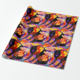 Humla Blommigt Whimsical Abstrakt Art Gult  Presentpapper