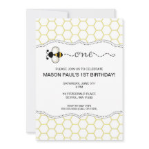 Humla första födelsedagsfesten inbjudan 1