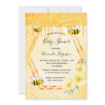 Humla glitter droppar guld blommigtens babydusch i