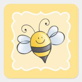 Humla Gul Födelsedagsfest Förmån Fyrkantigt Klistermärke