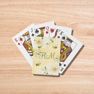 Humla gult bikakblommor monogram casinokort