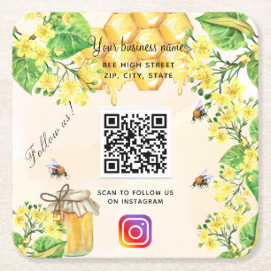 Humla gult blommigt Business social media Underlägg Papper Kvadrat