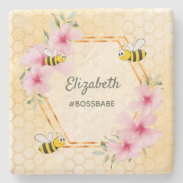 Humla gult honeycomb blommigt roligt humor stenunderlägg