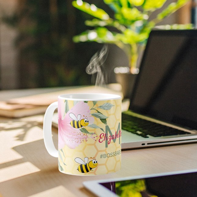 Humla gult honeycomb namn bossbabe kaffemugg (Skapare uppladdad)