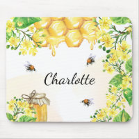 Humla honung gult blommigt monogram