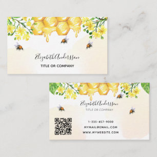 Humla honung gult blommigt qr-kod visitkort