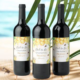 Humla honungsgult blommigt Möhippa Vinflaska Etikett