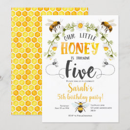 Humla. Lilla honung, Bee, 5-årsdag Inbjudningar