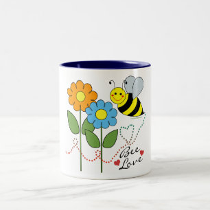 Humla med blommabikärlek Två-Tonad mugg