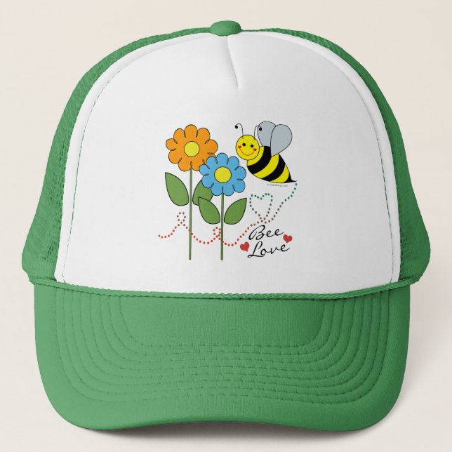 Humla med blommor Bee Kärlek Keps (Framsida)