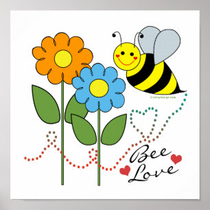 Humla med blommor Bee Kärlek Poster
