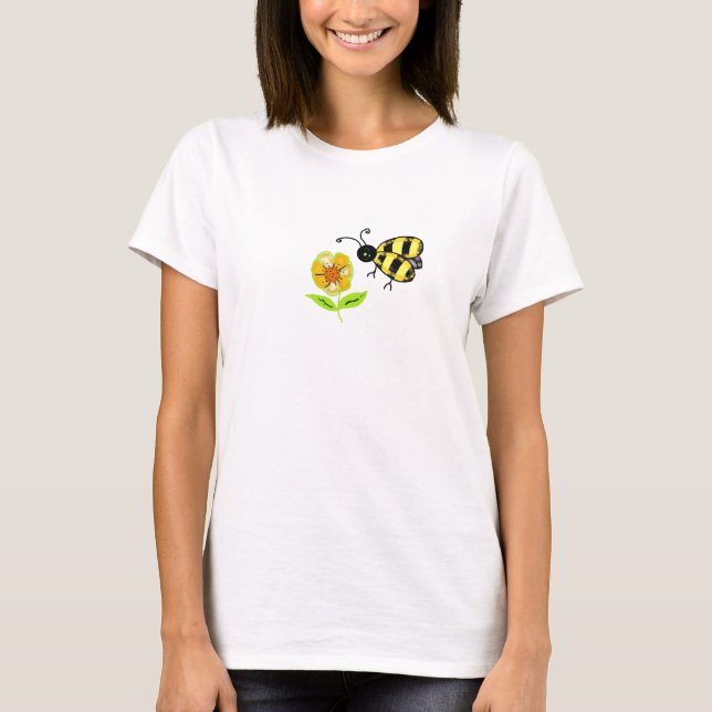 Humla med gul blomma tee shirt (Framsida)