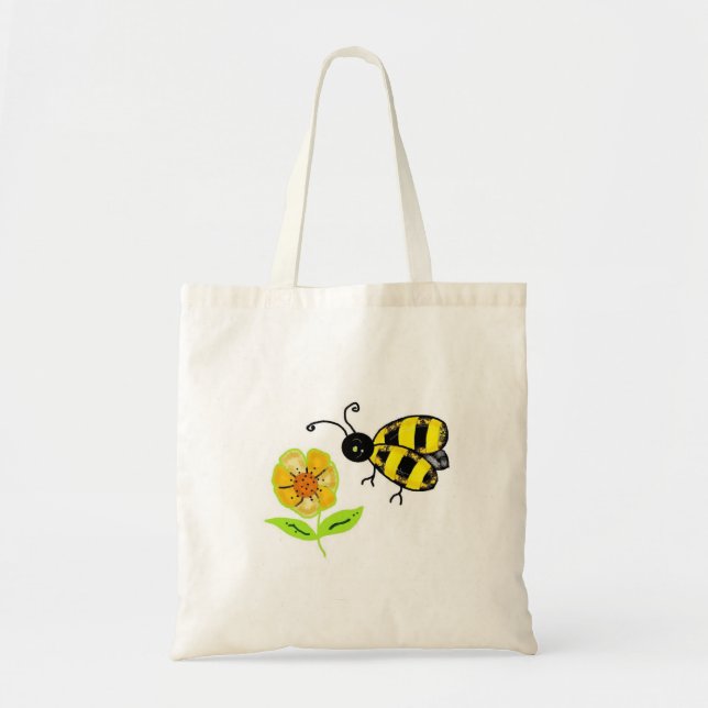 Humla med gul blomma tygkasse (Framsidan)