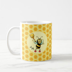 Humla med hjärta & monogram kaffemugg