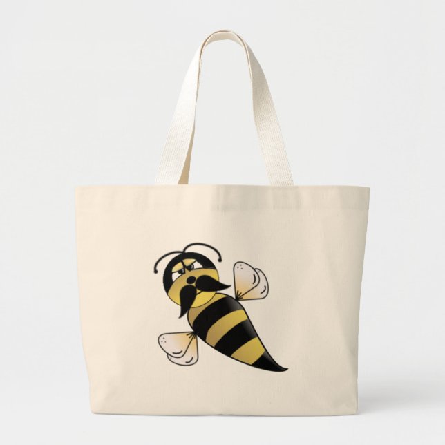 Humla med Mustache Jumbo Tygkasse (Framsidan)