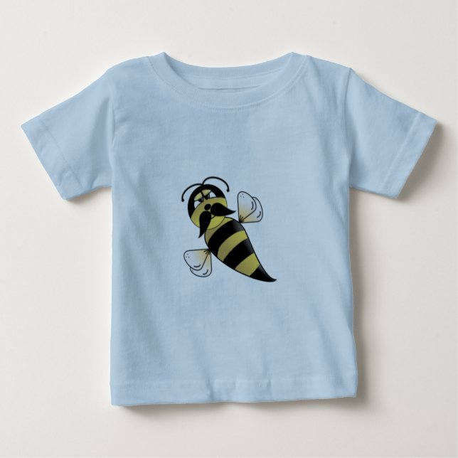 Humla med Mustache Tee Shirt (Framsida)