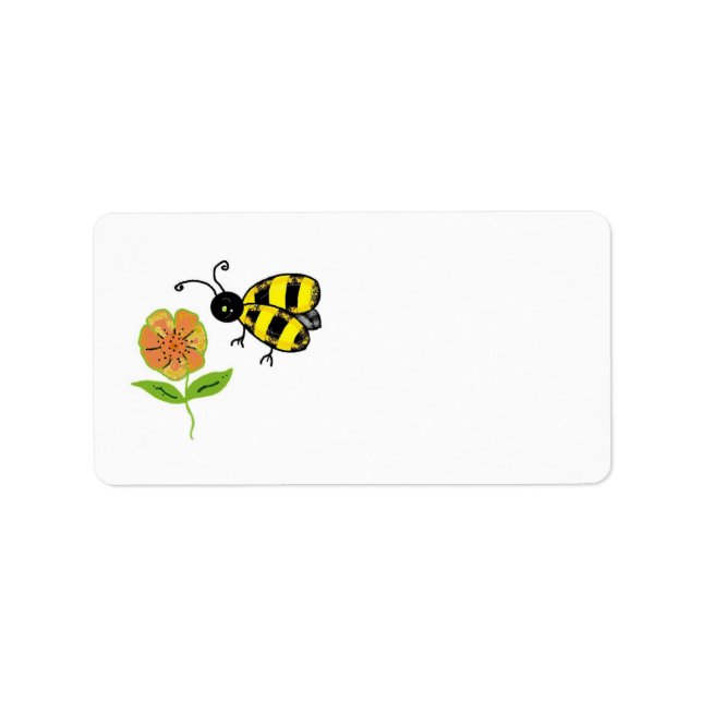 Humla med orange blomma adressetikett (Framsidan)