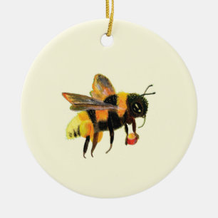 Humla med pollen julgransprydnad keramik