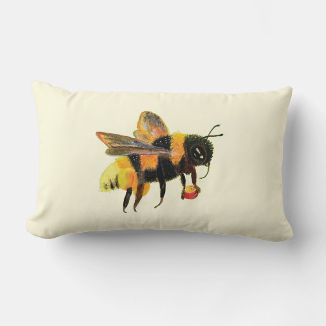 Humla med pollen lumbarkudde (Framsida)