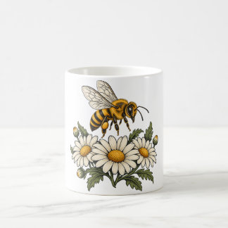 Humla med tusenskönor och botaniska blad kaffemugg