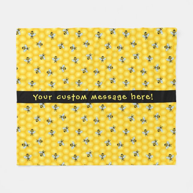 Humla- och honungskakamönster fleecefilt (Framsidan (Horisontell))