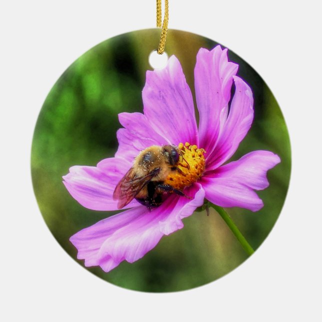 Humla om Rosa Cosmos Julgransprydnad Keramik (Framsidan)
