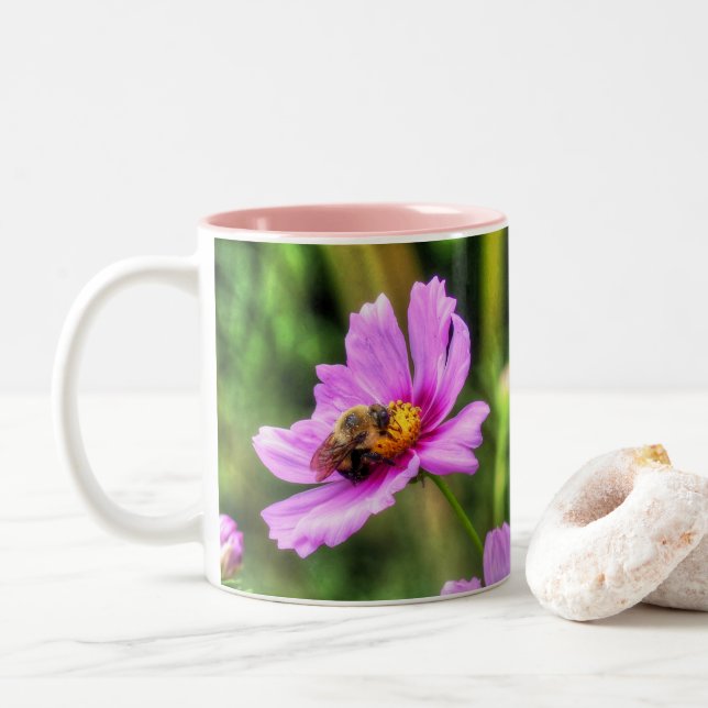 Humla om Rosa Cosmos Två-Tonad Mugg (Med munk)