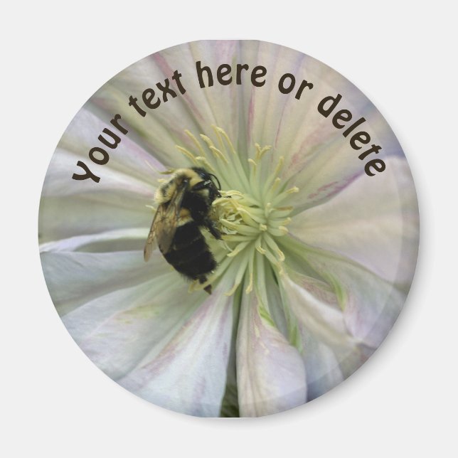 Humla På Clematisblomma Personlig Magnet (Framsidan)