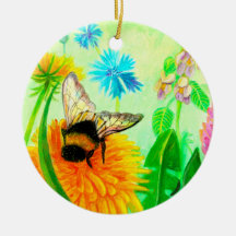 Humla på en Dandelion Flower Illustration