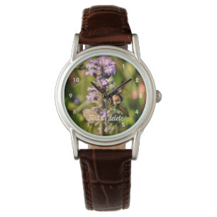 Humla på Lila Flower Personlig Armbandsur