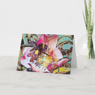 Humla På Ros Oljemålning Födelsedagskort Kort