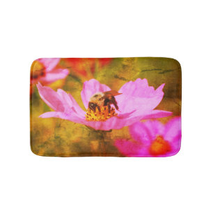 Humla på Rosa Cosmos blomma Abstrakt Badrumsmatta