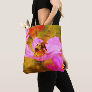 Humla på Rosa Cosmos Flower Art Tygkasse