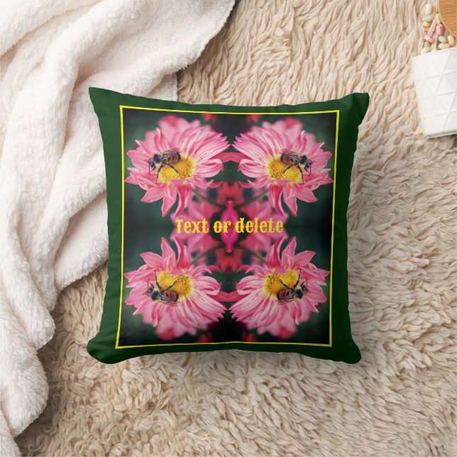 Humla på Rosa Daisy Flower Personlig Kudde (Filt)