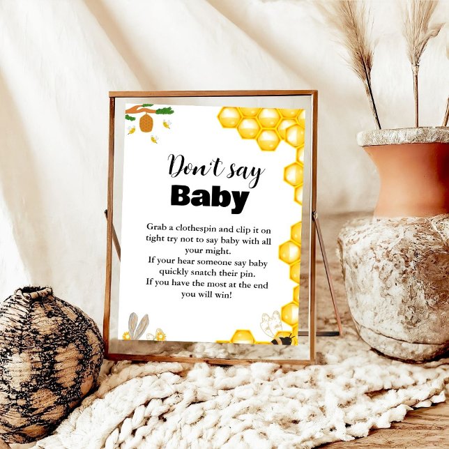 Humla "säg inte baby" party-skylt poster (Skapare uppladdad)