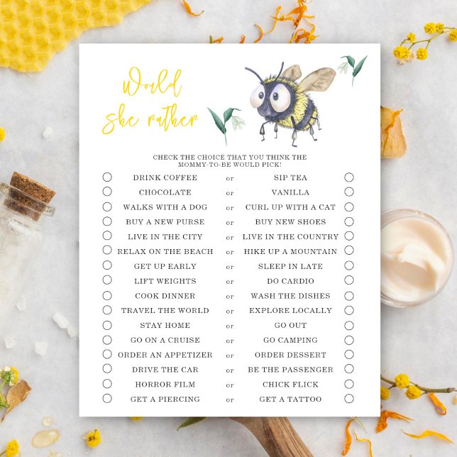 Humla - Skulle hon hellre - baby shower spel (Skapare uppladdad)