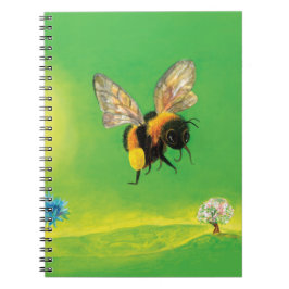 Humla som flyger över en Blommar Meadow Anteckningsbok