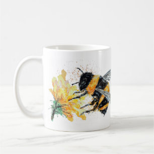 Humla som samlar pollen kaffemugg