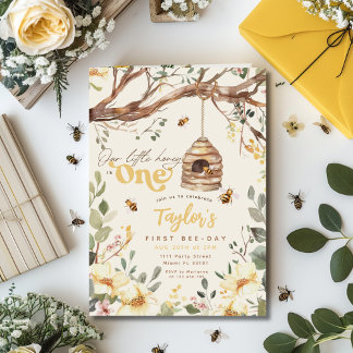 Humla Vår lilla honungsbin dag 1:a födelsedag Inbjudningar