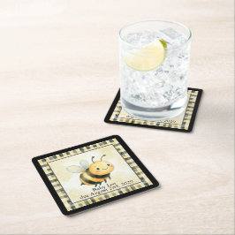 Humle Bug Pojke Baby Shower Underlägg Papper Kvadrat