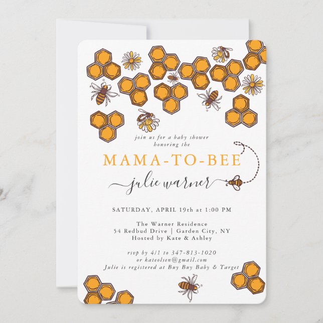 Humlebi Babyshower-inbjudan (Framsida)
