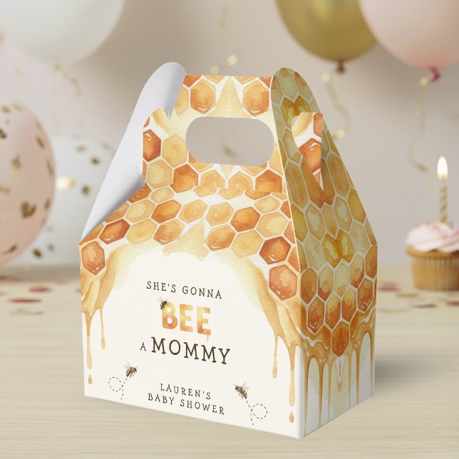 Humlebi Honungskaka Akvarell Baby Shower Presentaskar (Honey Bee Honeycomb Watercolor Baby Shower Favor Boxes
)
