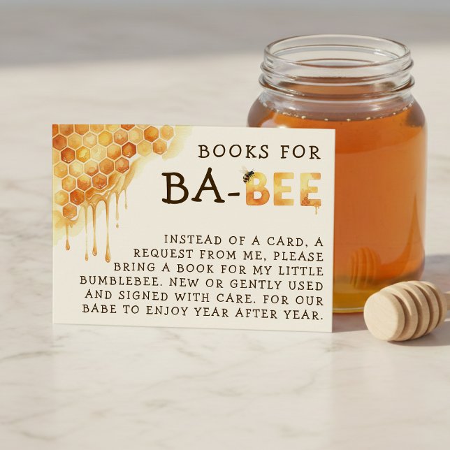 Humlebi Honungskaka Barnkalas Bokförfrågan Tilläggskort (Honey Bee Honeycomb Baby Shower Book Request Enclosure Card
)