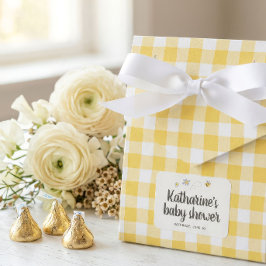 Humlor Baby Shower Förmånslådor Gul Gingham Presentaskar