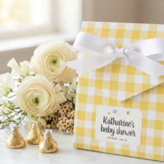 Humlor Baby Shower Förmånslådor Gul Gingham Presentaskar