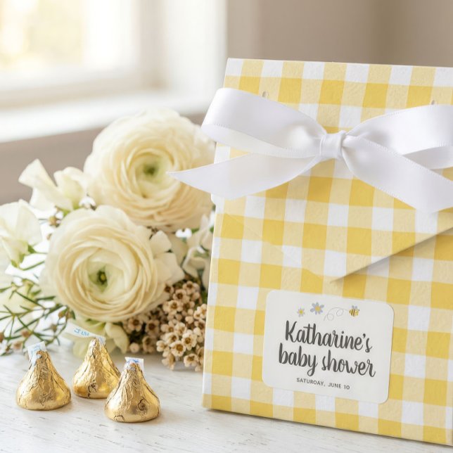 Humlor Baby Shower Förmånslådor Gul Gingham Presentaskar (Skapare uppladdad)