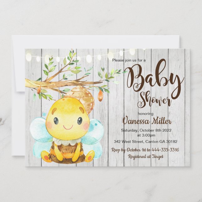 Humlor Baby Shower Inbjudningar (Framsida)