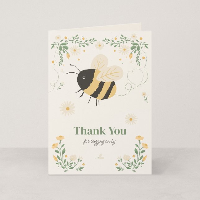 Humlor Barnkalas Tacksamhetskort Tack Kort (Wildflower Flight - 4 x 5.6" Folded Birthday Thank You Card)